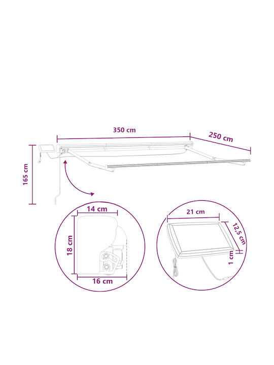 vidaXL Тента Тераса С LED Бежова 3.5x2.5m