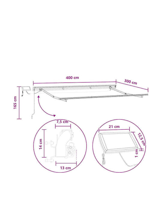 vidaXL Cort Terasă cu LED Gri 4x3m