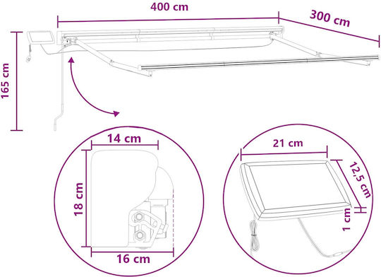 vidaXL Πλαίσιο Τέντας Μπεζ με Επίστρωση PU 33x4m