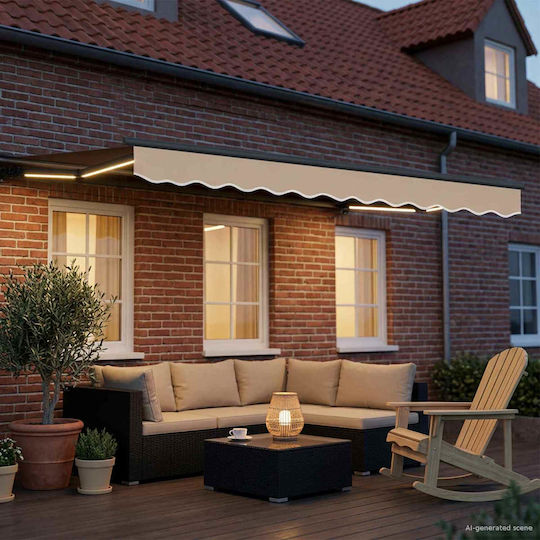 vidaXL Beige Awning Frame with PU Coating 2x3.5m