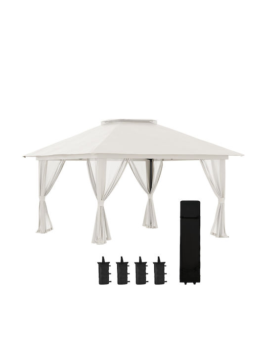 Foldable Garden Gazebo Beige 4x4m