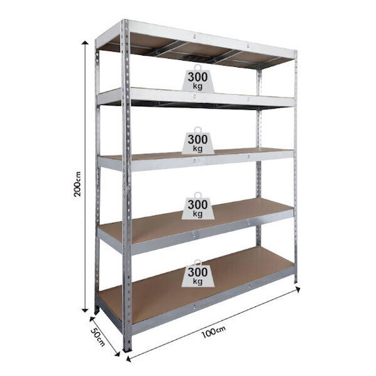 Bulle Rafiera Dexion Galvanized 100x50x200cm With 5 Shelves Total Load Capacity 1500kg