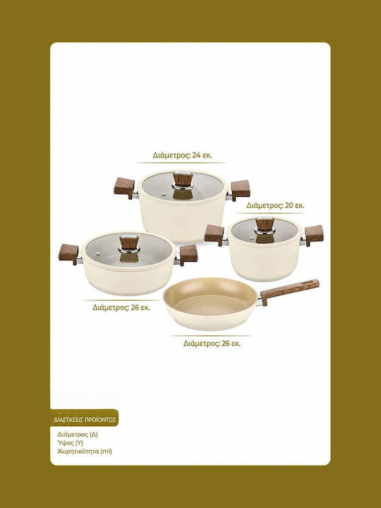 SteweHome Pots Set From Aluminum With Ceramic Coating 7pcs