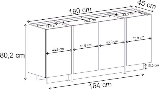 Μπουφές Dorma Ξύλινος Καρυδί 180x45x80.2cm