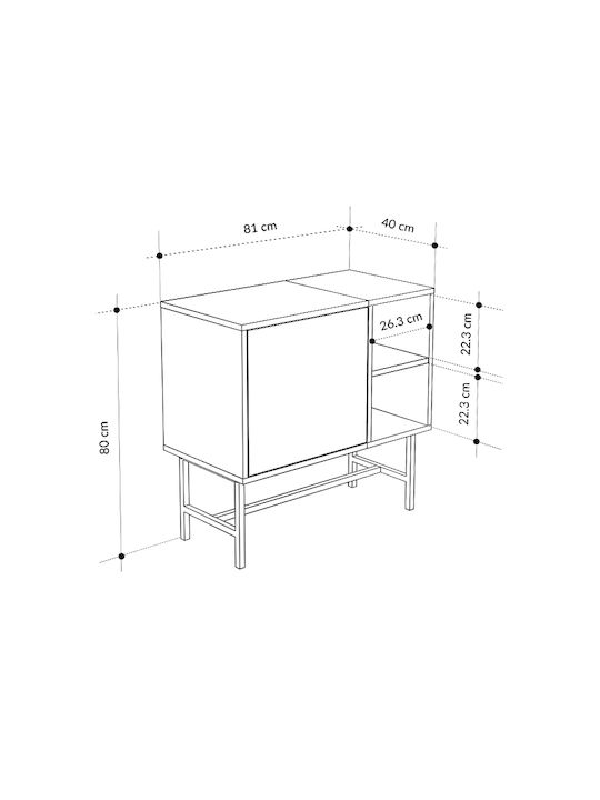 Sideboard Mona from Wood & Metal Sandstone 81x40x80cm