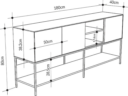 Sideboard Amira aus Holz & Metall GP037-0318 Braun 180x40x80cm