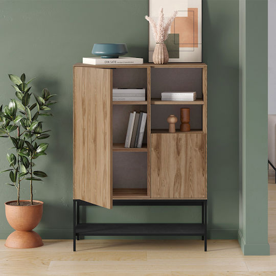 Μπουφές Amira από Ξύλο & Μέταλλο Καρυδί 90x40x125cm