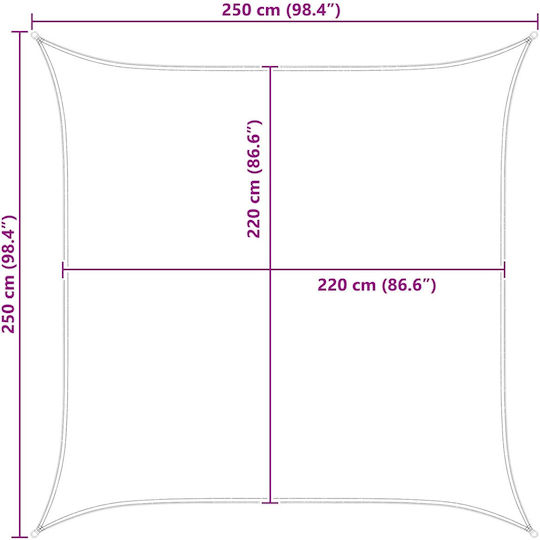 vidaXL Quadratisches Netz / Schattengewebe Blau mit PU-Beschichtung 2,5x2,5m