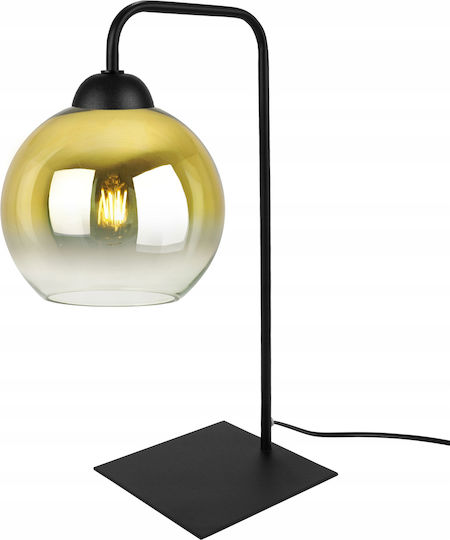 Light Home Glas Tischlampe für Fassung E27 mit Schwarz Schirm und Basis