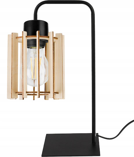 Light Home Ξύλινο Πορτατίφ για Ντουί E27 με Μαύρο Καπέλο και Βάση