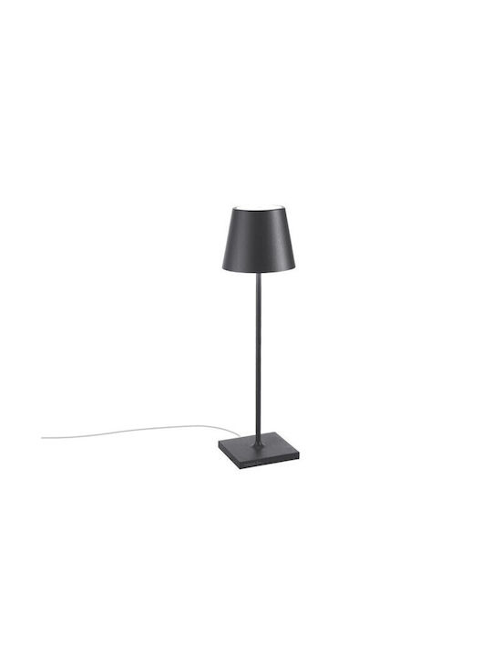Zafferano Poldina Metall Tischlampe LED mit Schwarz Schirm und Basis