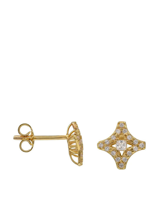 Gold Stud Earrings with Stones