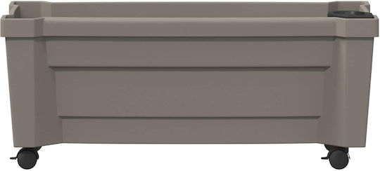 vidaXL Пластмасова Саксия За Цветя Сива 79x35x33см