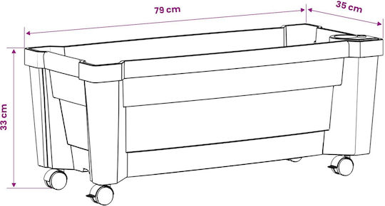 vidaXL Пластмасова Саксия За Цветя Сива 79x35x33см