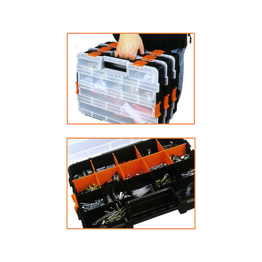 Tactix Tool Compartment Organisers 17 Slot Adjustable Black 37.5x29x7cm 2pcs