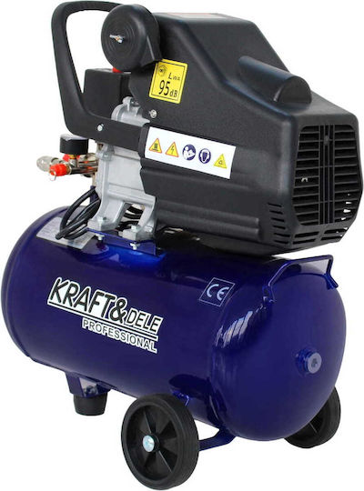Kraft & Dele Еднофазен Компресор за Въздух с Мощност 3.8hp и Резервоар 24l