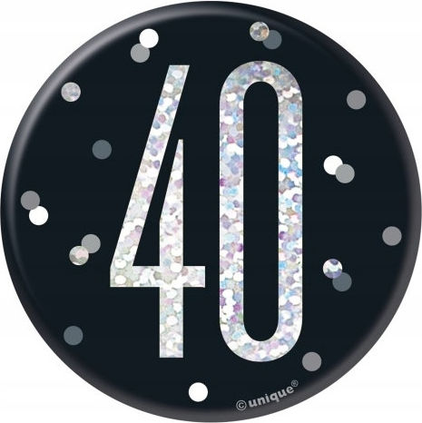 Unique Glitz Black & Silver Birthday 40 Κονκάρδα U83509