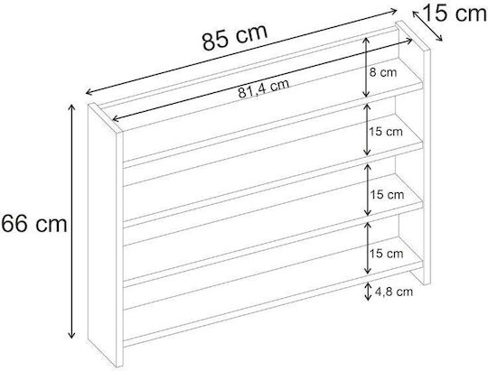 Wandregal Lane Karydi 85x15x66cm