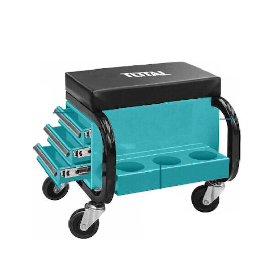 Total Professional Toolbox Seat 3 Drawers Wheels 110kg Thcs103