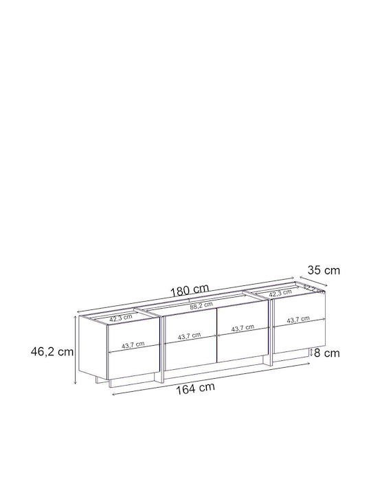 Έπιπλο Τηλεόρασης Lowen Καρυδί Μ180xΠ35xΥ46.2cm