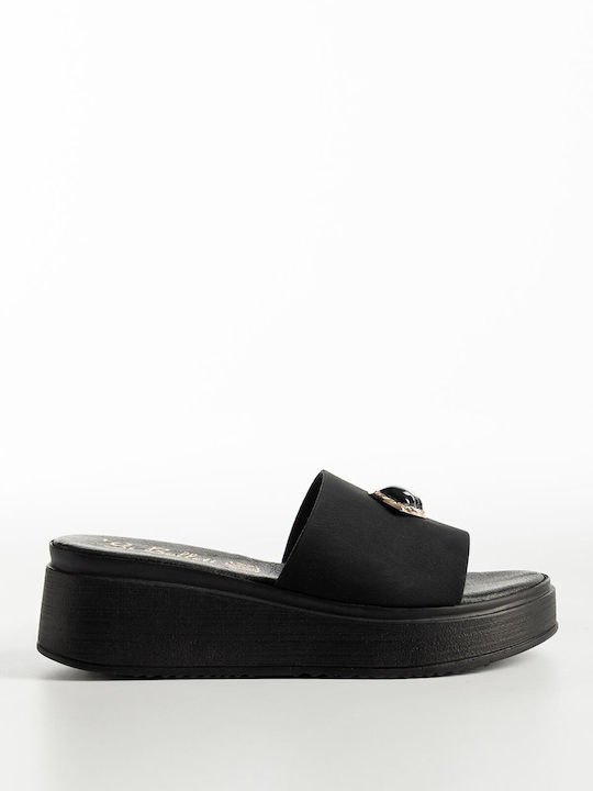 Летни Дамски Обувки На Платформа В Стил Чехли Черни K26-002-4028 NUBUCK-ЧЕРНО