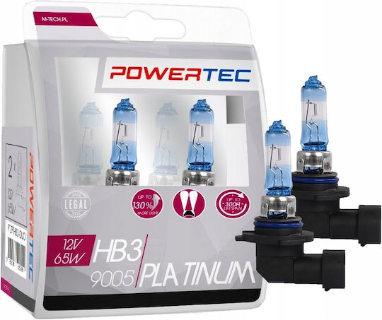 M-Tech Lamps Car & Motorcycle Powertec Platinum +130% HB3 Halogen 4000K Natural White 12V 65W 2pcs
