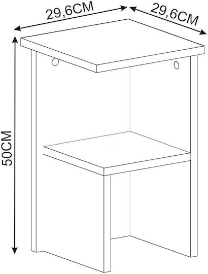 Bedside Table Roisin Wooden Brown 29.6x29.6x50cm