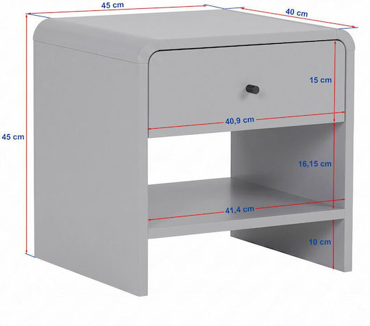 Bedside Table Parila Wooden Brown 45x45x40cm