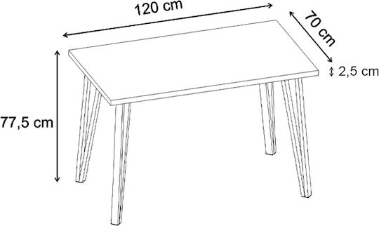 Xana Маса За Трапезария Дървена С Метална Рамка Sepet Дъб 120x70x77.5см