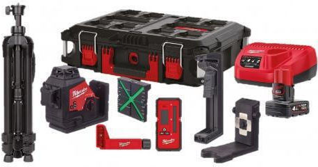 Milwaukee M12 3plkit401p Self-Leveling Rotary Laser Level Green Beam 12V