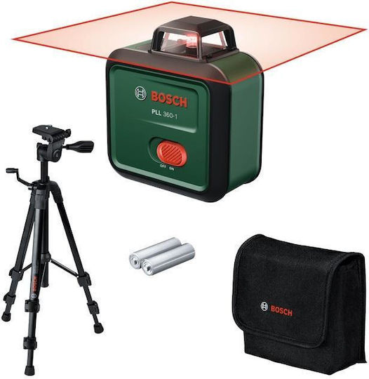 Bosch PLL 360-1 Selbstnivellierbares Lineares Laser-Nivelliergerät Rote Laserstrahl 3.6V mit Arbeitsbereich 24m