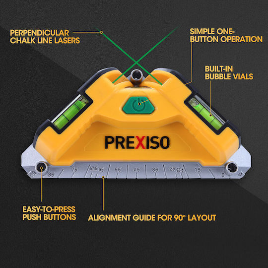 Prexiso PTL10G Γραμμικό Αλφάδι Laser Πράσινης Δέσμης με Εύρος Εργασίας 20m