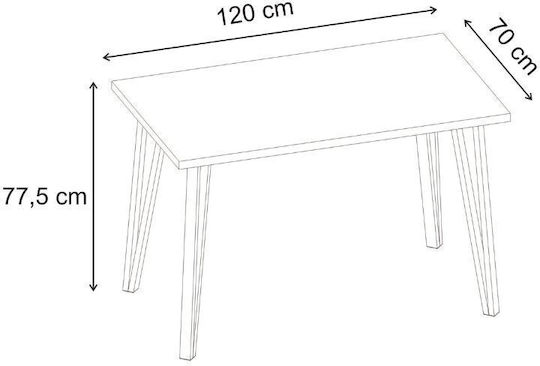 Xana Маса За Трапезария Дървена С Метална Рамка Travertine 120x70x77.5см