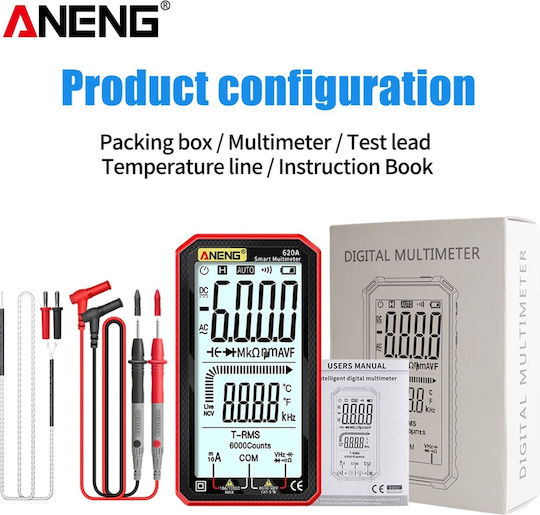 Aneng Aneng 620A Ψηφιακό Πολύμετρο με Καπασιτόμετρο True RMS με Buzzer με Μέτρηση AC / DC / Χωρητικότητας