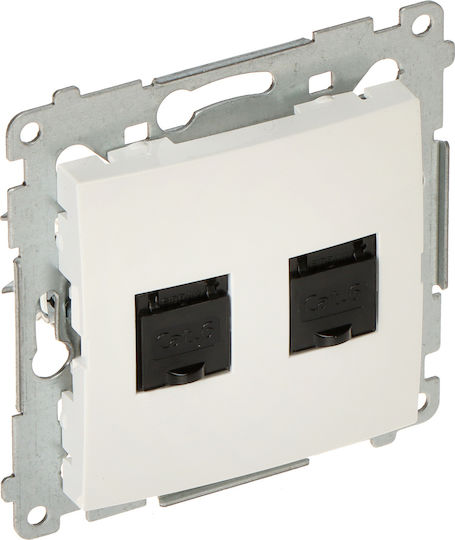 Kontakt-Simon Computersockel Simon54 Doppel 2xRJ45 Kat.6 Schwarz Weiß D62.01/11