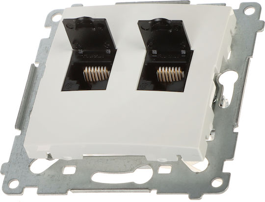 Kontakt-Simon Computersockel Simon54 Doppel 2xRJ45 Kat.6 Schwarz Weiß D62.01/11