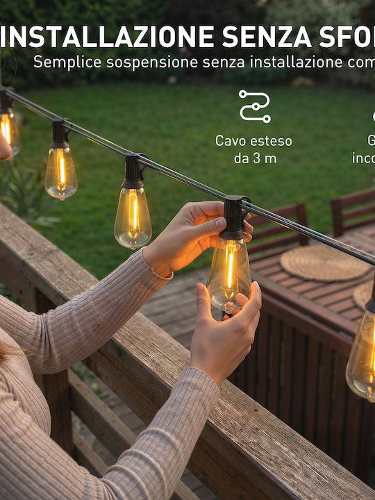 Waterproof Curtain Lights Garland Lights LED IP44 18m with 50 Lamps