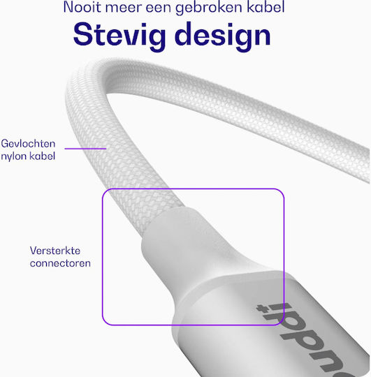 Buddi Flex USB 2.0 Cable USB-C male - USB-A 12W Λευκό 1m