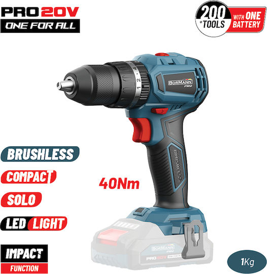Bormann Pro BBP5143 Κρουστικό Δραπανοκατσάβιδο Μπαταρίας Solo Brushless 20V