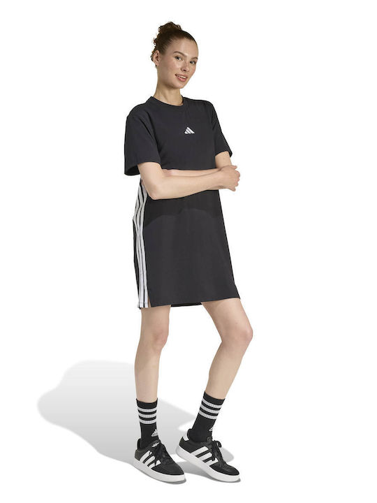 Essentials 3-stripes Καλοκαιρινό Mini Αθλητικό Φόρεμα T-shirt Κοντομάνικο Black/white