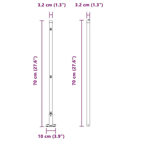 vidaXL Στύλος Περίφραξης Κήπου από Ατσάλι 3.2x70εκ. 7τμχ Πράσινο