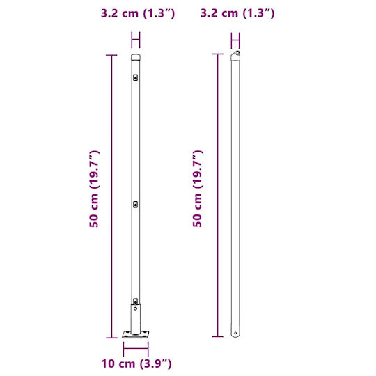 vidaXL Στύλος Περίφραξης Κήπου από Ατσάλι 3.2x50εκ. 13τμχ Γκρι
