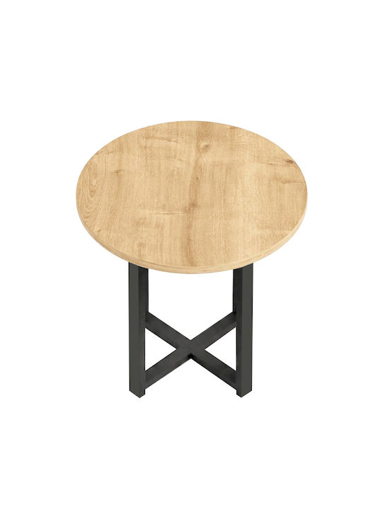 Round Side Table Mesa Wooden Sapphire Oak W45xL45xH50cm