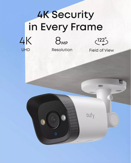 Eufy Bullet PoE E40 IP Κάμερα Παρακολούθησης Wi-Fi 4K Αδιάβροχη με Αμφίδρομη Επικοινωνία