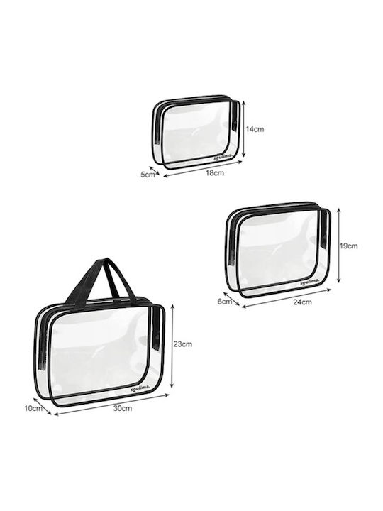 Set 3 Transparent Travel Cosmetic Organizers