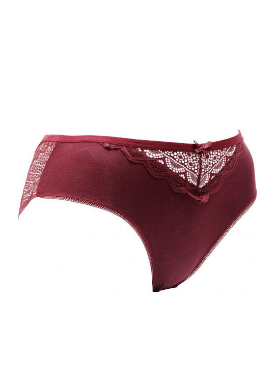 Damen Slip mit Spitze Burgundy