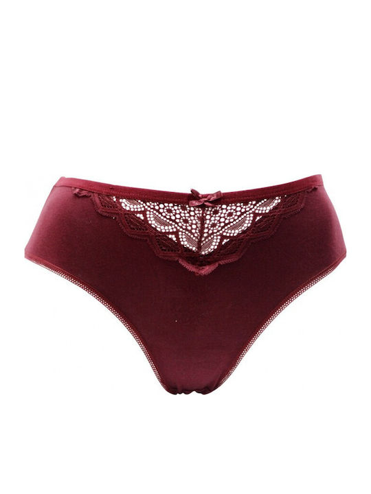 Damen Slip mit Spitze Burgundy