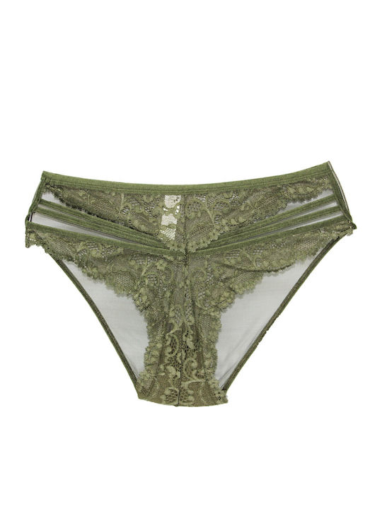 Damen Slip mit Spitze Khaki