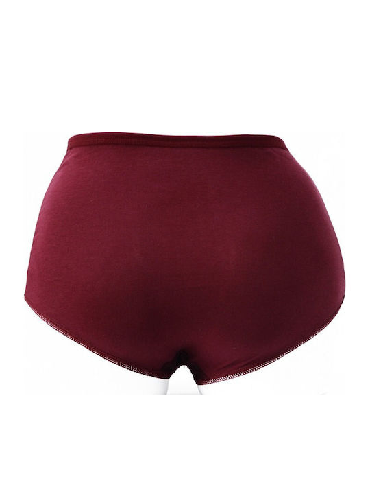 Talie înaltă Femeie Slip cu Dantelă Burgundy