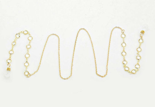 Decorative Gold Eyeglass Chain Zirconia Pendant Cord Sla-06